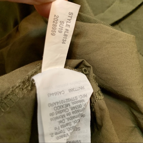 J. Crew Army Green Eyelet Hem Top XL - Picture 4 of 8
